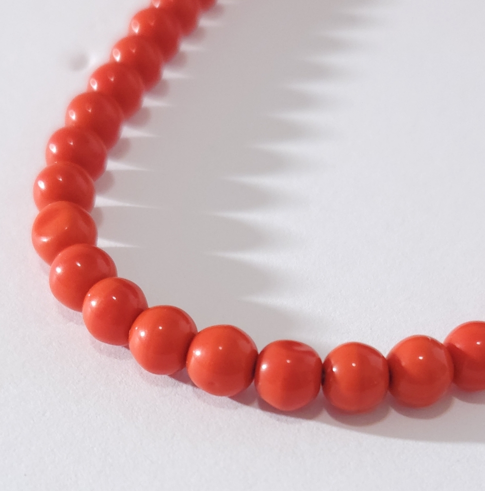 Vintage Genuine Red Coral Beaded Necklace with Silver Clasp 18" Long - Picture 5 of 16